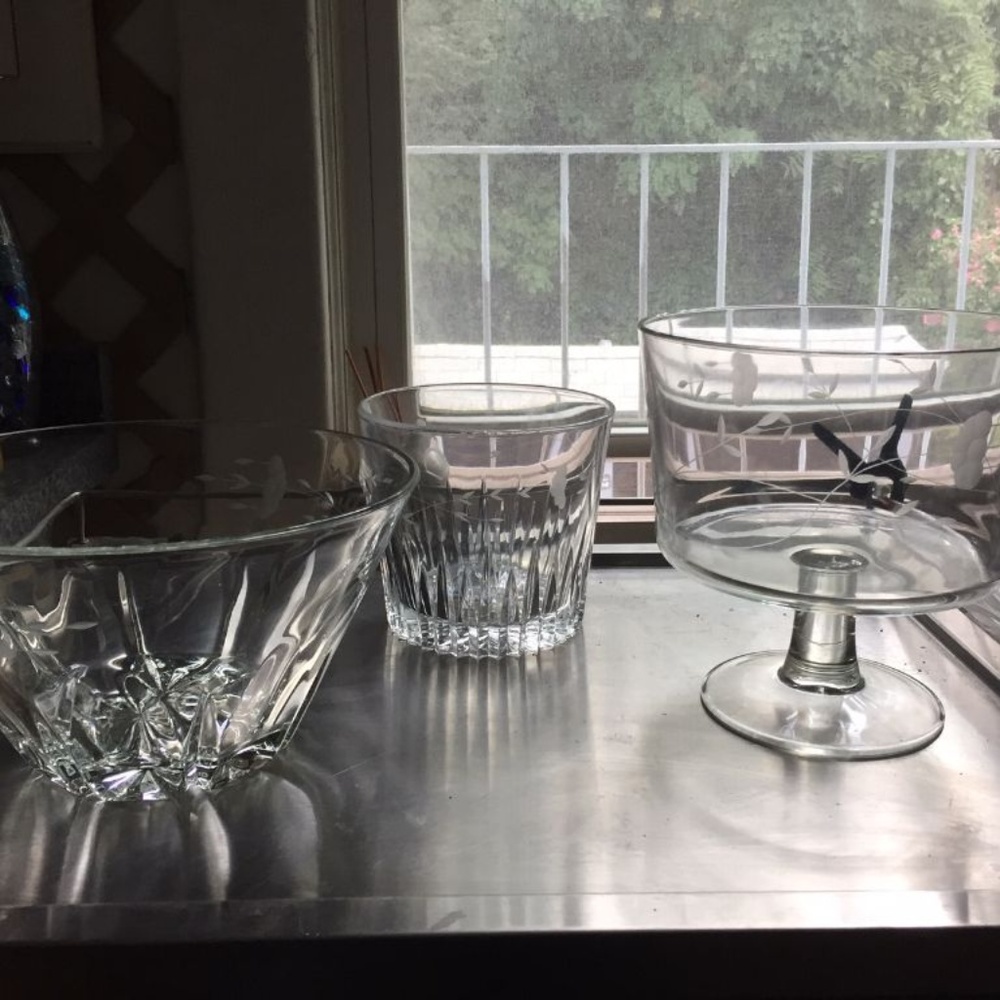 Crystal serving pieces